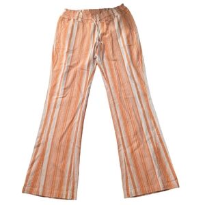Roxy Orange And White Striped Linen Blend Pants Size XL